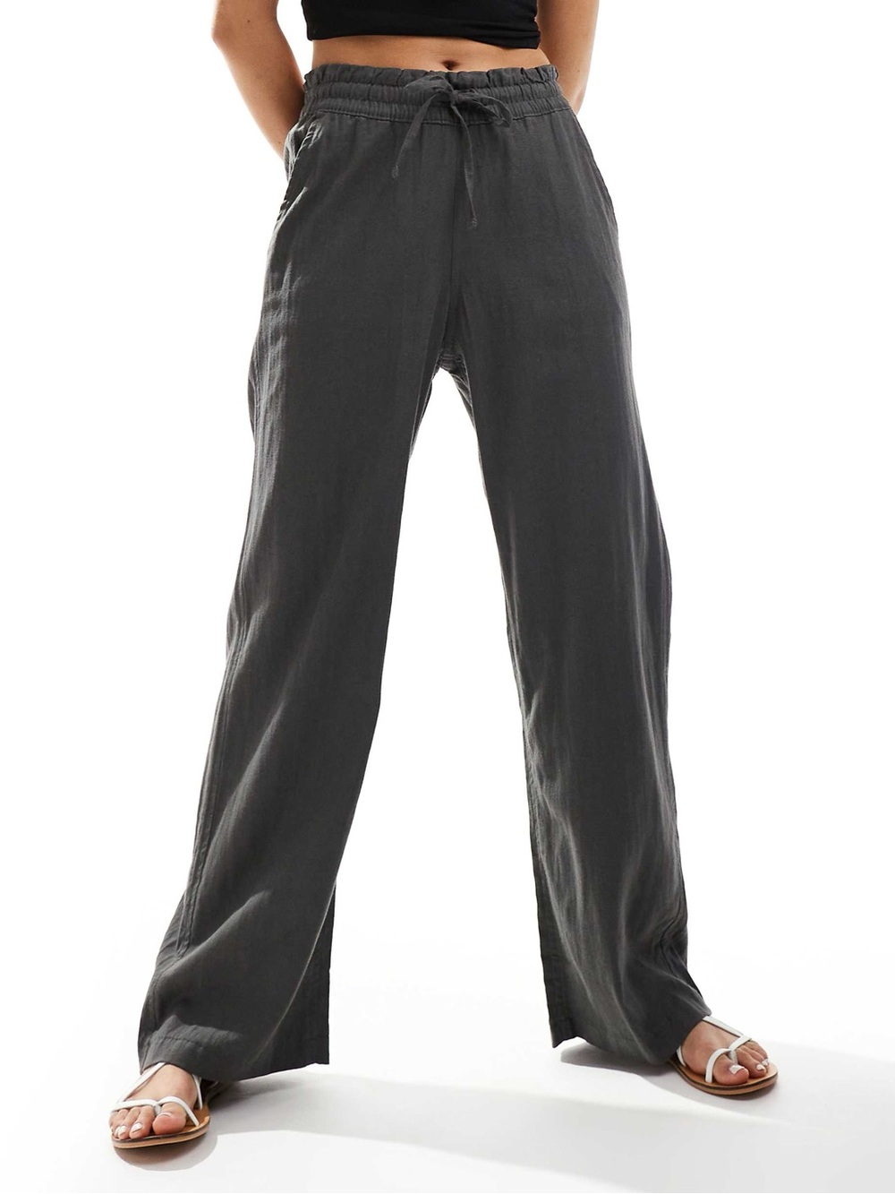 NWT Hollister Linen Adjustable Rise Pull On Baggy Pants Medium